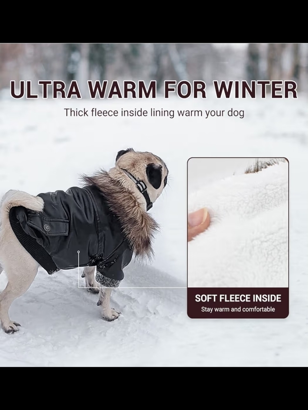 Medium Dog Winter Jacket – Warm Fleece Lined - Picture 2 of 4